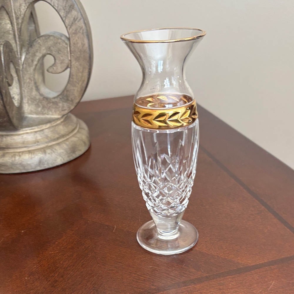 Lenox crystal bud vase 24 karat gold trim